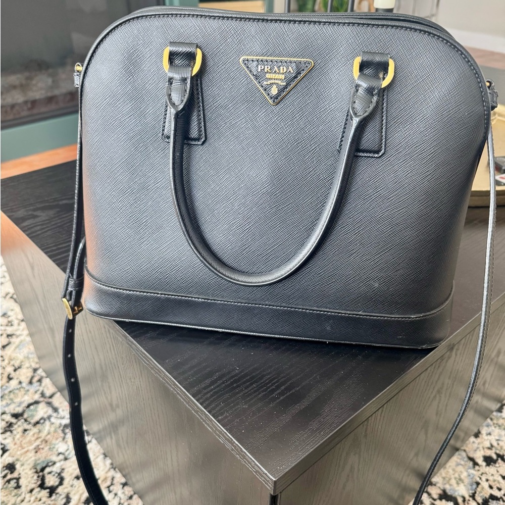 Prada Black Saffiano Leather Satchel